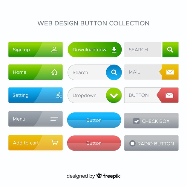 Free Vector | Various web buttons in gradient style