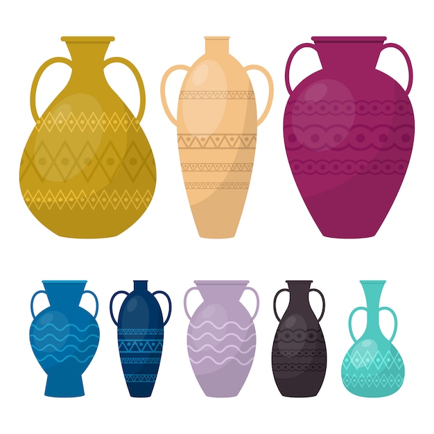 Premium Vector | Vase set illustration on white background