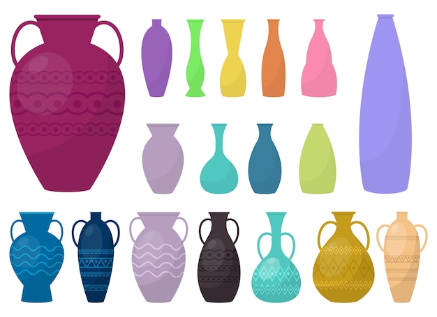 Premium Vector | Vase set vector design illustration isolated on white ...