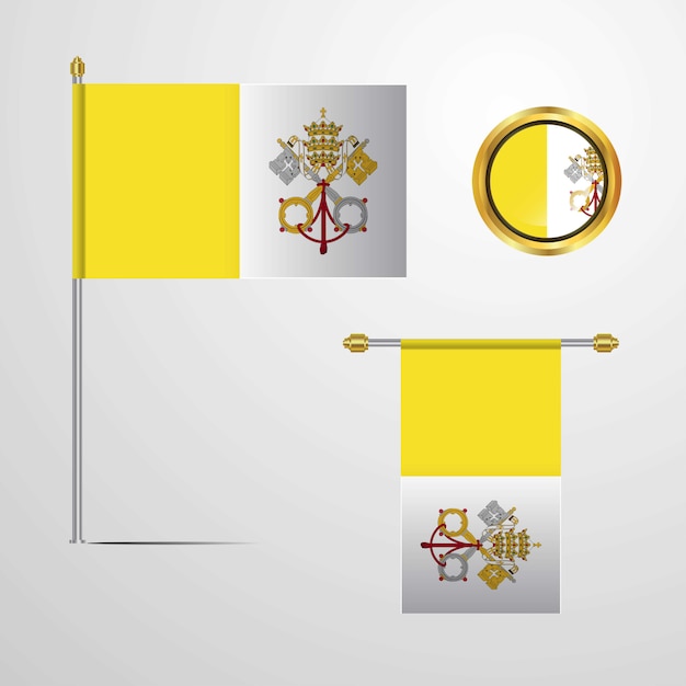 バチカン市国旗バディーベクトル プレミアムベクター