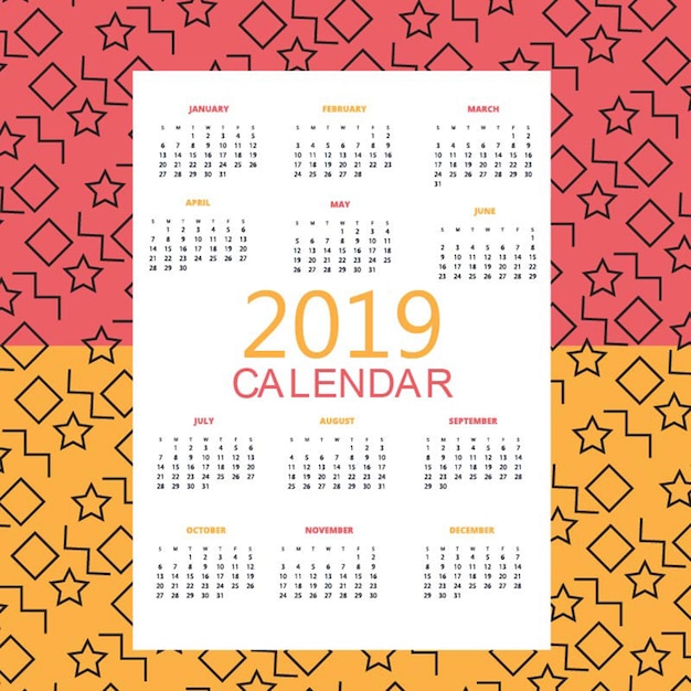Календарь vector 2019 Premium векторы