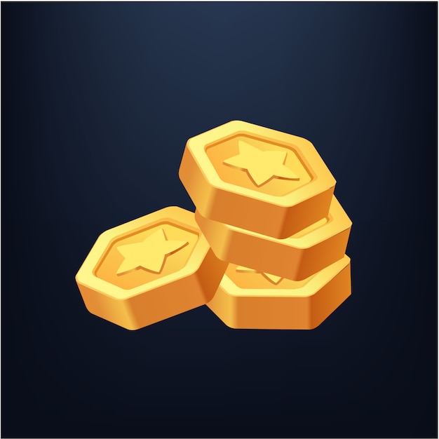 Vector 3d gold coin for game | Premium Vector