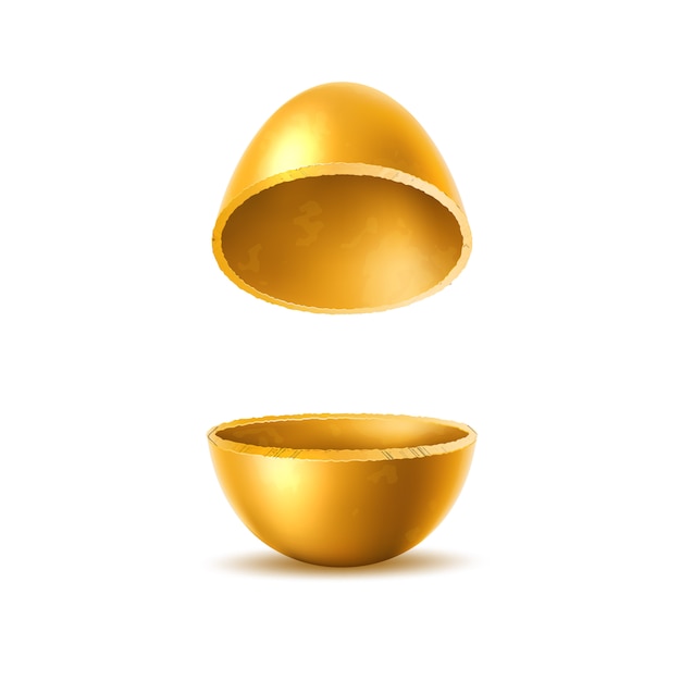 Download Vector 3d golden egg halves with sliced eggshell | Premium ...