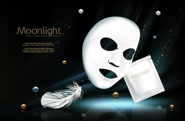 Download Vector 3d realistic banner with white sheet facial cosmetic mask | Free Vector