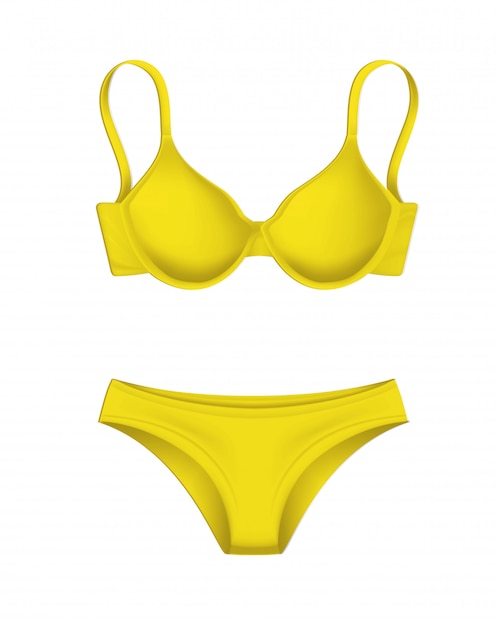 Download Premium Vector | Vector 3d yellow bra panties template mockup