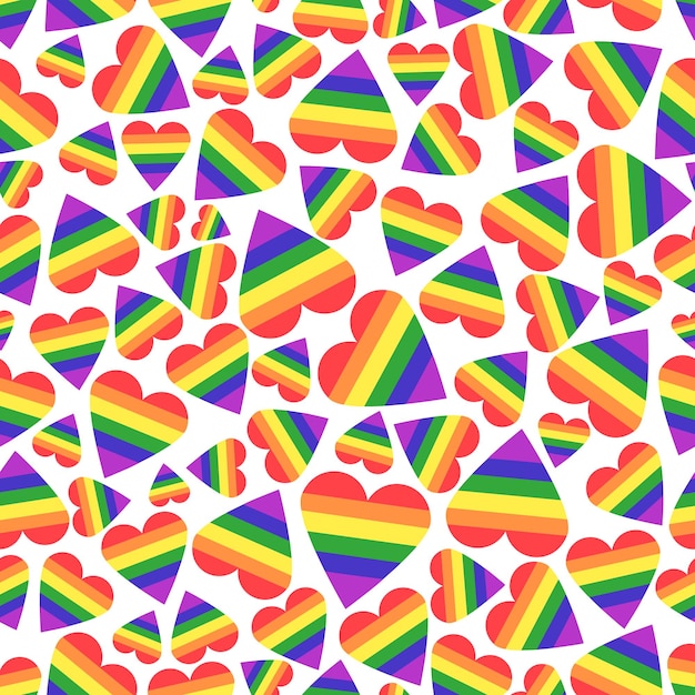 Premium Vector Vector Abstract Doodles Seamless Pattern Hearts With Rainbow Lgbt Rights Symbol 1322