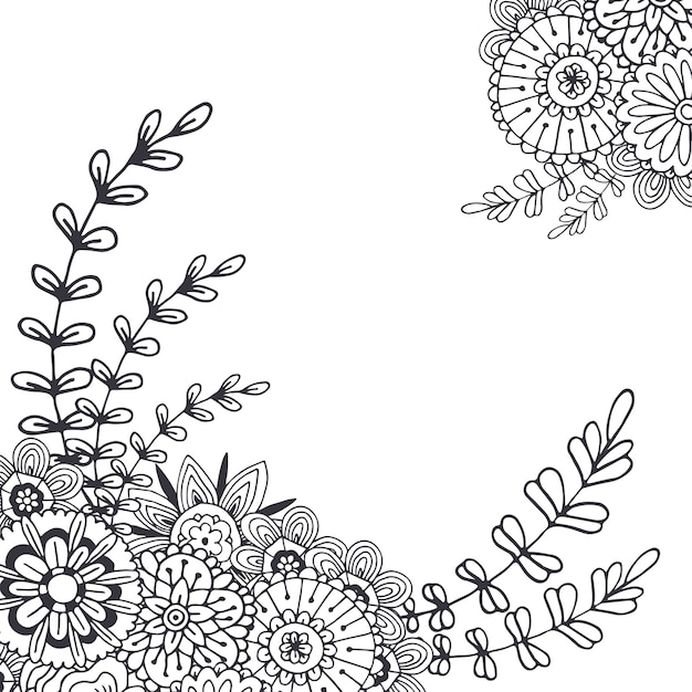 装飾のためのベクトル抽象的な花 大人のぬりえの本のページ デザインのためのzentangle Art プレミアムベクター