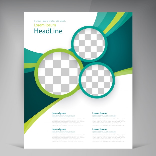 Download Free Vector | Vector abstract template design flyer, cover with turquoise and green multilayer ...