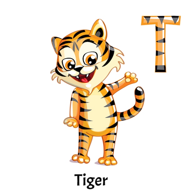 Premium Vector | Vector alphabet letter t. tiger