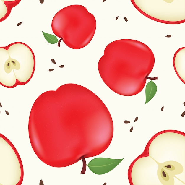 Premium Vector Vector Apple Seamless Pattern