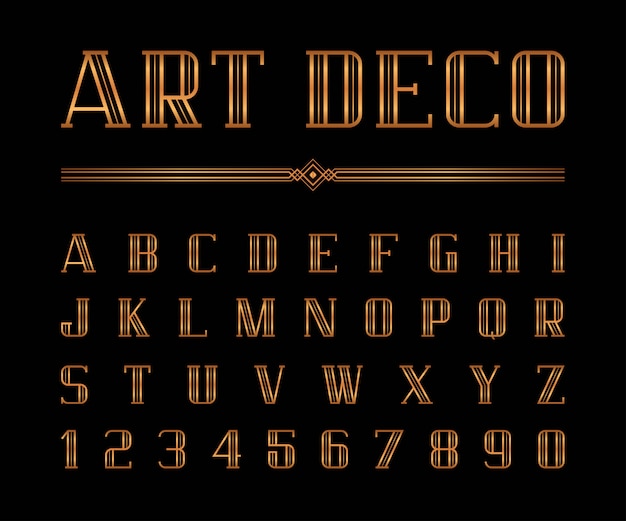 Premium Vector | Vector of art deco font and alphabet