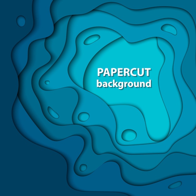Vector background with deep blue color paper cut. Premium Vector