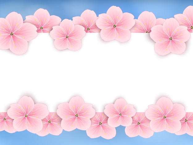 Vector background with pink spring flowers. Premium Vector