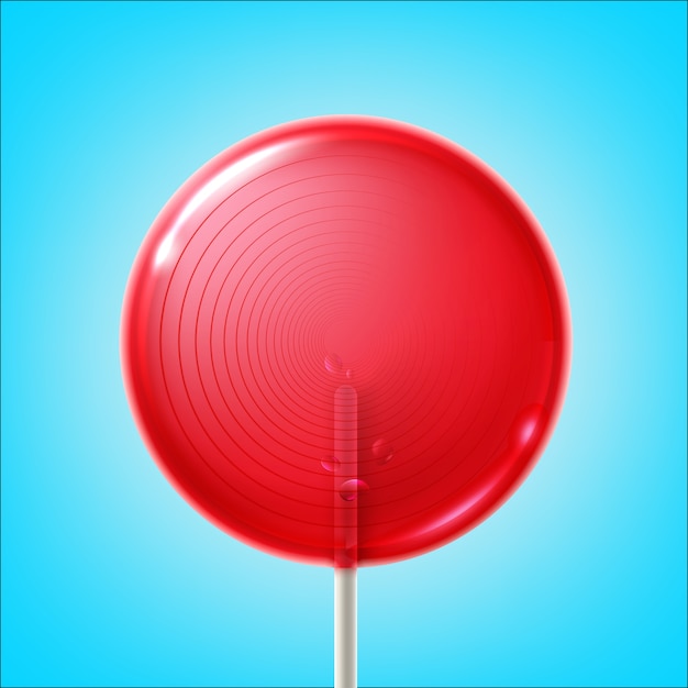 Free Vector Vector Big Round Pink Shiny Lollipop On Stick Isolated On Blue Background