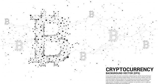 Vector bitcoin icon from polygon dot connect line. concept for cryptocurrency technology Premium Vector