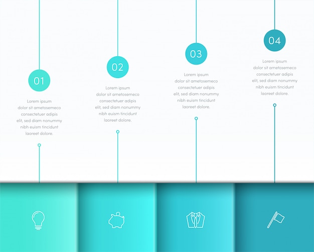 Vector blue infographic 3d page layout with steps one to four Premium Vector