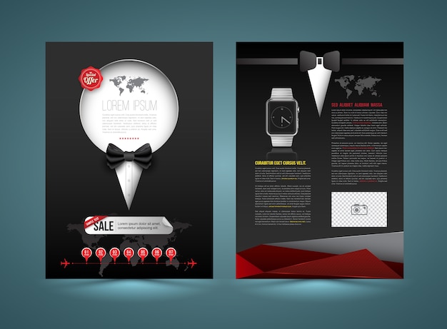 Vector brochure template design tuxedo style Premium Vector
