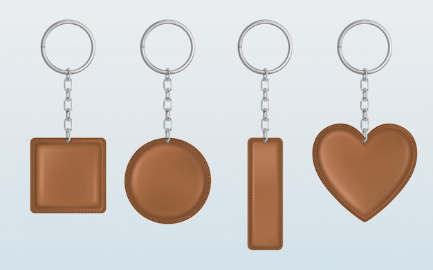 Free Vector | Vector brown leather keychain, holder for key