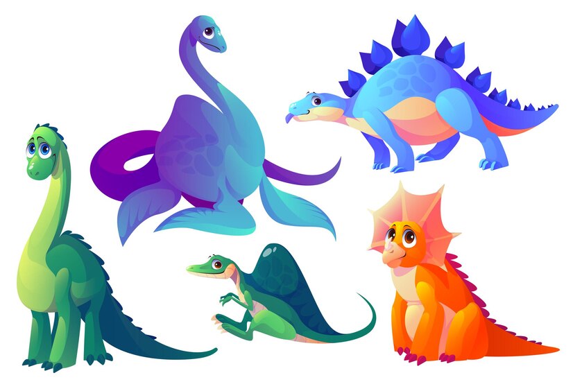 Free Vector | Vector cartoon dinosaurs fossil animals