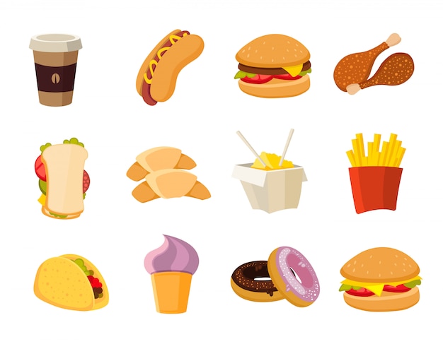 Premium Vector | Vector cartoon fast food collection