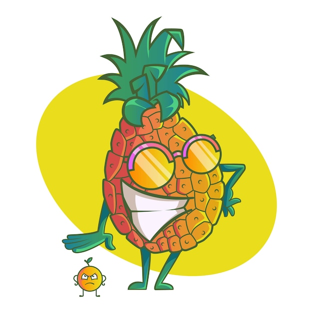 Download Vector cartoon illustration of cute pineapple. | Premium ...