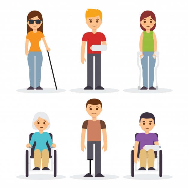 Vector cartoon illustrations of people with disabilities Vector ...