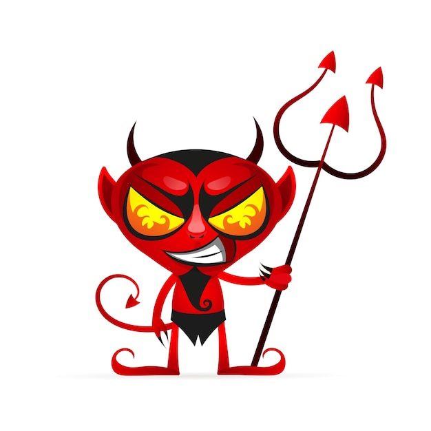 Premium Vector | Vector cartoon image of funny red devil with horns and ...