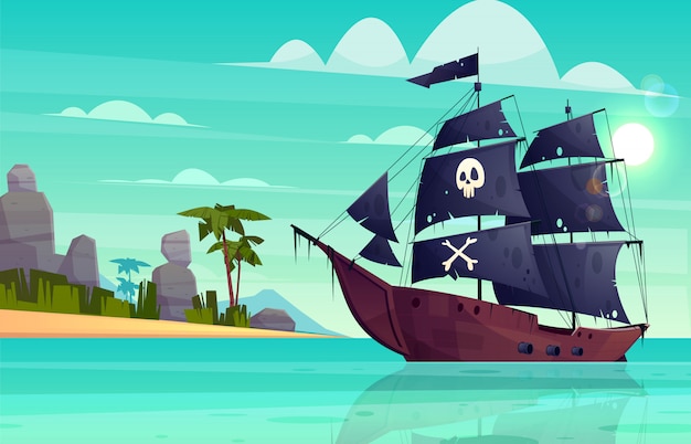 Cartoon Pirate Ship Background