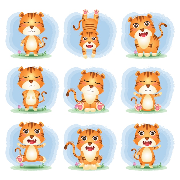 Download Free Vector Cartoon Set Of Cute Tiger Premium Vector Use our free logo maker to create a logo and build your brand. Put your logo on business cards, promotional products, or your website for brand visibility.