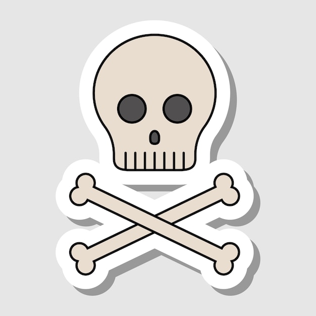 Premium Vector | Vector cartoon skull with bones sticker isolated ...