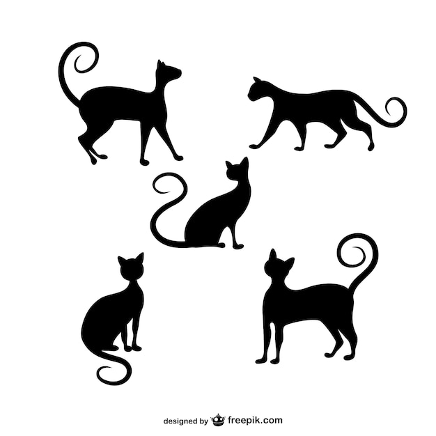 Download Vector cats silhouettes pack Vector | Free Download