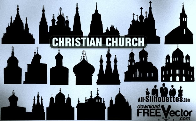 Vector christian church all silhouettes