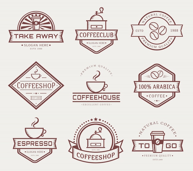 Premium Vector | Vector coffee logo template set