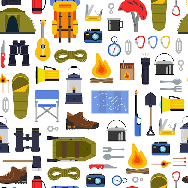 Premium Vector | Vector colored flat style camping elements of set ...