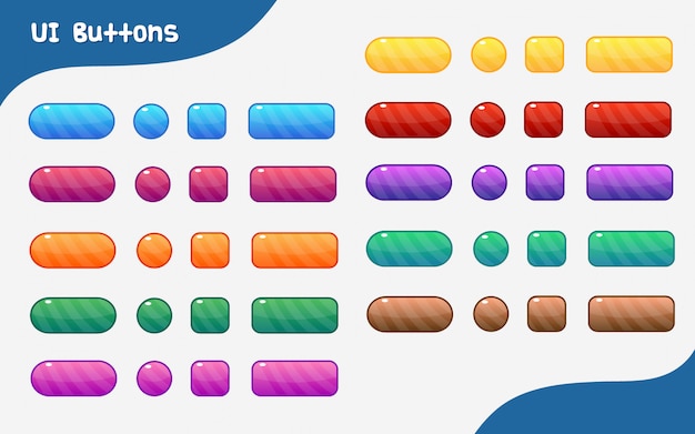 Vector colorful graphic user interface buttons set Premium Vector