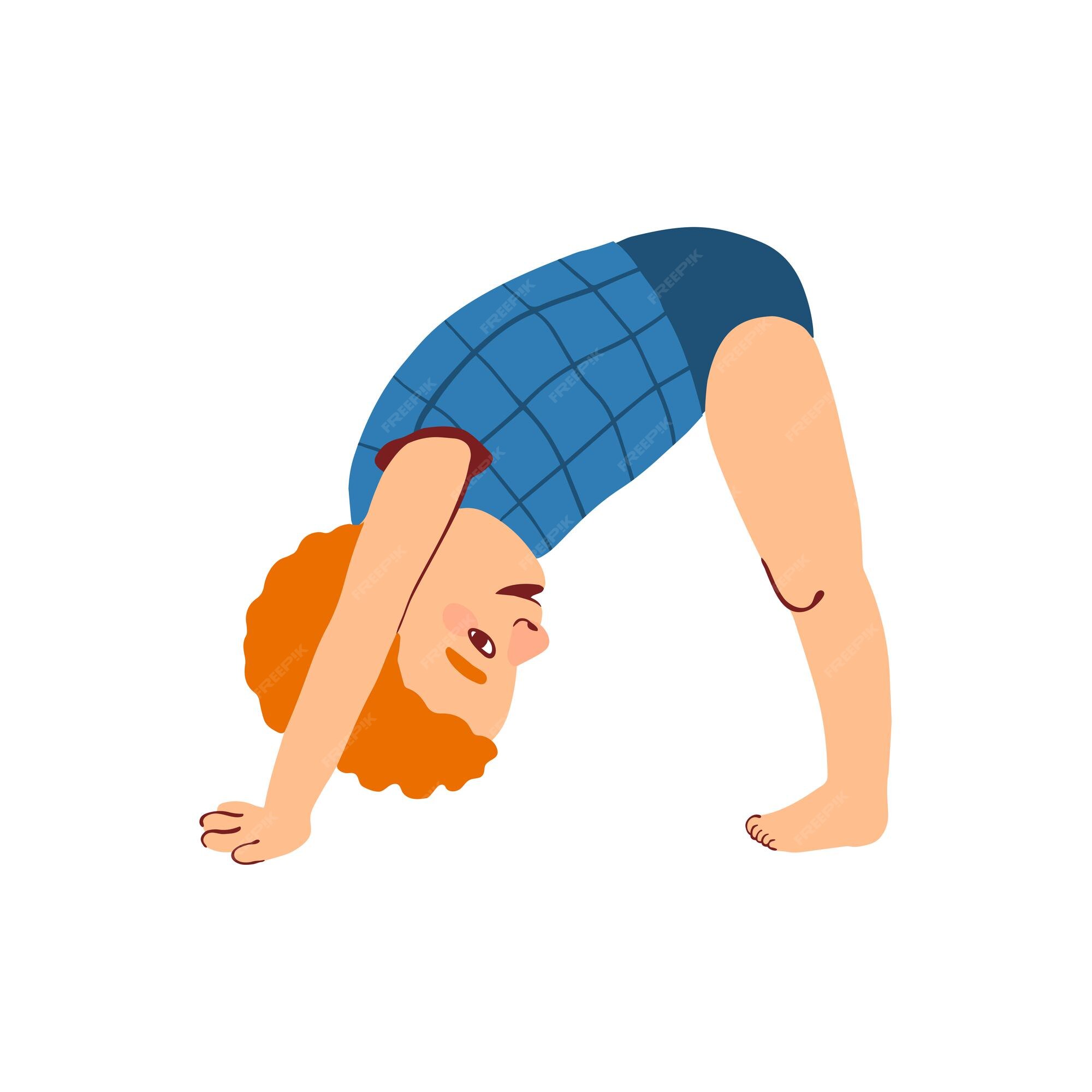 Premium Vector | Vector colorful illustration of little boy doing yoga ...