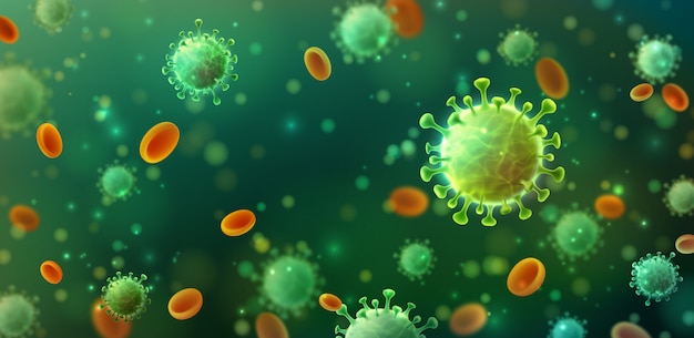 Vector of coronavirus 2019-ncov and virus background with disease cells.covid-19 corona virus outbre