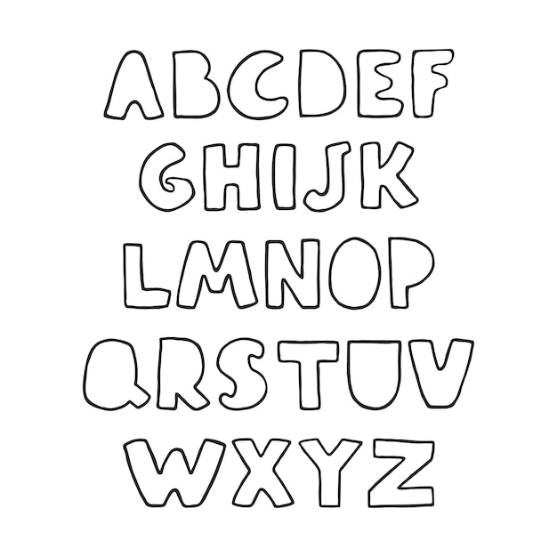 Premium Vector | Vector cute black and white outline alphabet for kids