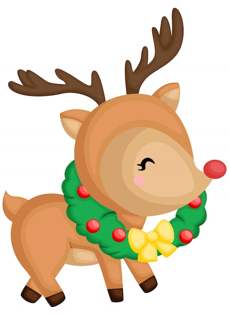 Premium Vector | A vector of a cute deer in a wreath