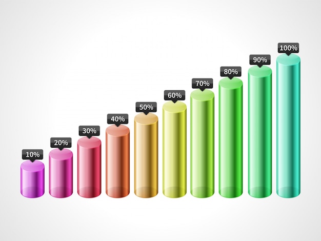 Vector cylinder bar colorful graph isolated on white background Premium Vector