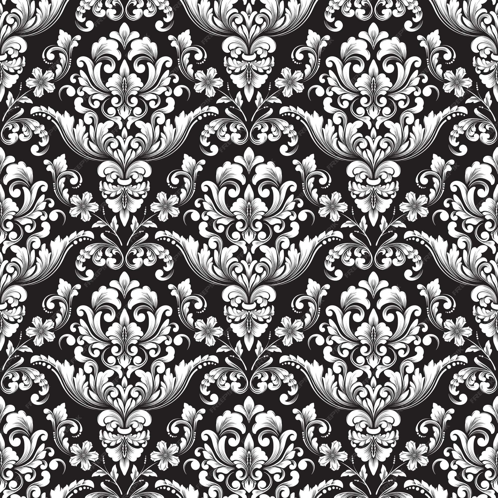 Free Vector | Vector damask seamless pattern background. classical ...