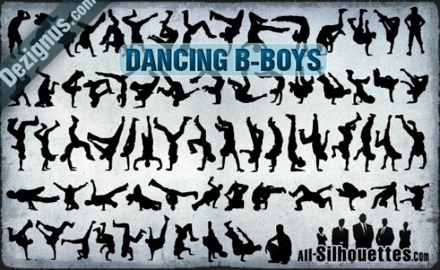 Vector Dancing B-boys Silhouettes