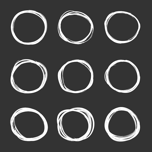 Download Vector dark set of hand drawn scribble circles Vector ...