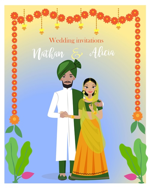 Download Vector design of indian wedding couple Vector | Premium ...