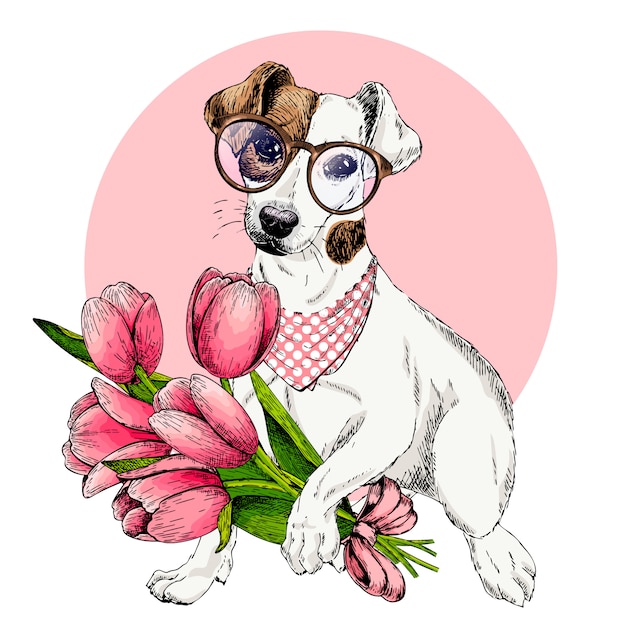Premium Vector | Vector dog. easter greeting card.