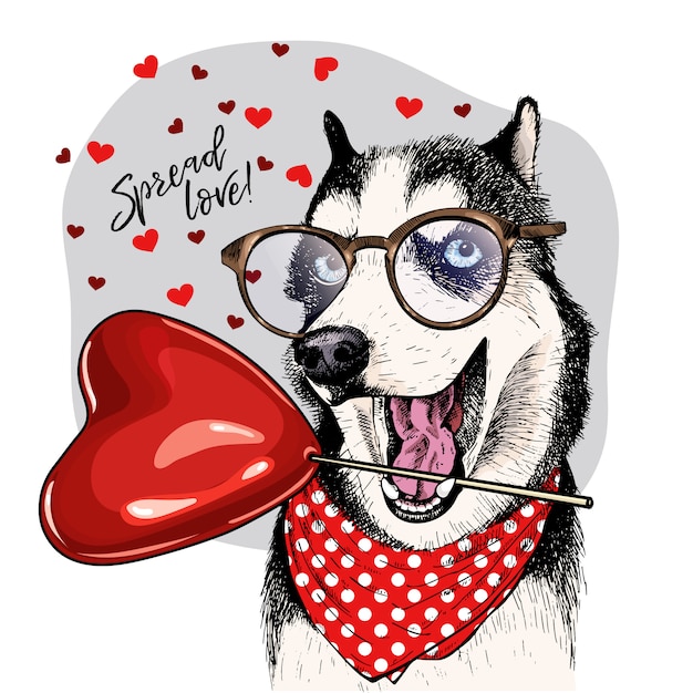 Download Vector dog. valentine day greeting card. Vector | Premium ...