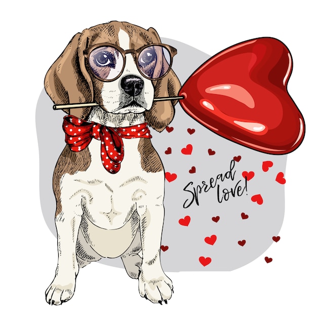 Download Vector dog. valentine day greeting card. | Premium Vector