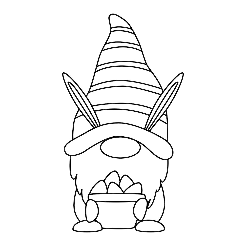 Premium Vector | Vector easter gnome with egg outline coloring book