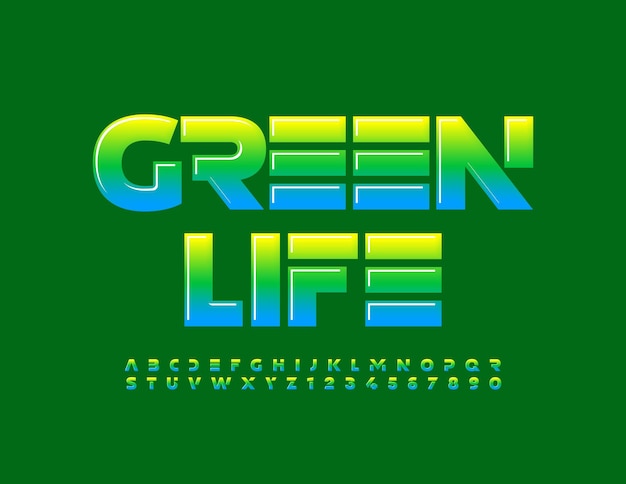 Premium Vector | Vector eco concept green life gradient color alphabet ...