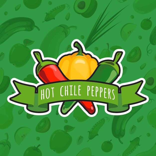 Premium Vector | Vector emblem with colorful peppers